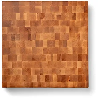 Boos Block Hackbrett Holz - Schneidebrett Stirnholz – Extra Dick - Nordamerikanisches Ahorn-Hartholz – Hirnholz Schneidebrett – Hackblock Holz - Schneidbrett Antibakteriell Groß - 46 x 46 x 7,5 cm