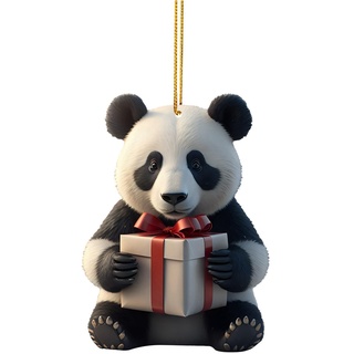Weihnachtsdeko Innen Weihnachtskugeln Niedlicher Cartoon-Panda-Weihnachtsmuster-Druck zum Aufhängen, Weihnachtsbaum-Anhänger, Weihnachtsbaum-Anhänger, Heimdekoration, Fensterbank, (F, One Size)