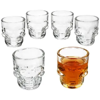 MamboCat Schnapsglas MamboCat 6x Totenkopf Schnapsgläser 5cl Shotgläser Likör Party Bar, Glas weiß