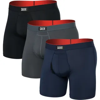 SAXX Underwear Multi-Sport Mesh Boxershorts Schwarz/Blau S 3er Pack