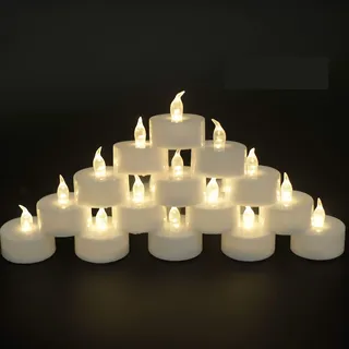 Batterie-Teelichter, 200 Stück, LED-Teelichter, realistisch, hell, flackernd, Urlaub, Geschenk, betriebenes flammenloses LED-Teelicht für Festivals und Feiern, warmweiß, batteriebetrieben (100 x 2)