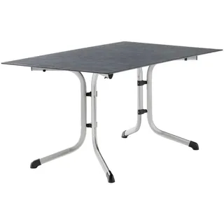 Sieger Gartenklapptisch, Graphit, Schiefer, Metall, Kunststoff, rechteckig, Flachrohr, C-Form, 90x73x140 cm, klappbar, wetterbeständig, Freizeit, Campingzubehör, Campingtische