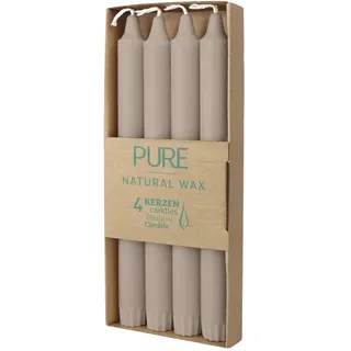 PURE Stabkerzen Sand, 250/23 mm, WENZEL, Brenndauer 10h, plastikfrei, 4 St.