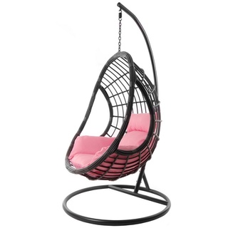 KIDEO Hängesessel »Hängesessel PALMANOVA grau«, Hängestuhl mit Gestell und Kissen, moderne Loungemöbel in grau, farbige Nest-Kissen rosa