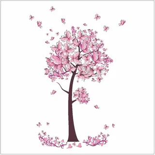 Cover-Discount, Wandtattoo, Wandsticker Tattoo Aufkleber Baum rosa