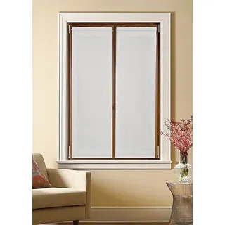 mauro Fenstervorhang Schiebegardinen Fenstervorhänge - Breite 35-45-50-55-60-65-70-80-90 weiß-leinen-grau Leinenoptik 2-teilig - weiß 90x135 cm