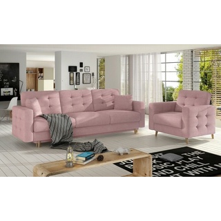 JVmoebel Sofa »Braune Chesterfield Couch Polster 3+1 Sitzer Polstermöbel Sofagarnitur«, Made in Europe rosa