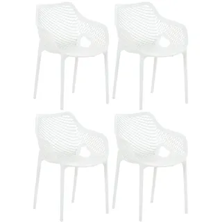 CLP Gartenstuhl 4er Set, stapelbare wetterfeste Kunststoffstühle für Terrasse & Garten, modern mit Armlehnen, Gestell grau, Air XL, Farbe:weiß