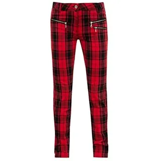 ppep Rot-Schwarz Karierte Damenhose - 36
