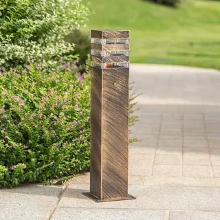 Außen Retro Wegeleuchte Bronze aus Aluminium und Acryl-schirm in Klar Wasserdicht IP44, E27 Fassung, Säulenlampe Aussenleuchte Gartenleuchte Pollerleuchte Pfostenlampe Sockelleuchte (Höhe 60CM)...