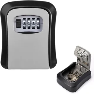 Strehknewen Schlüsselbox, Schlüsselkasten Wandmontage, Kombinationscode, Wetterfest, Wasserdicht, Robust aus Metall+Hart PVC, Sicherheitsbox für Schlüssel und Karten, Grau