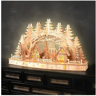 Spetebo LED Holz Lichter Bogen Weihnachtsdorf 44 x 26 cm warm weiß beleuchtet