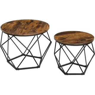 VASAGLE Couchtisch Vintage Braun Holz 50 x 50 x 40 cm