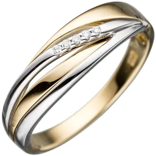 Jobo Damen-Ring aus 14 Karat 585 Gold Bicolor mit 5 Diamanten Größe 62