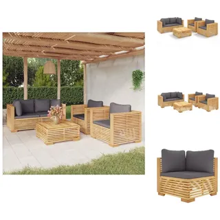 vidaXL 5-tlg. Garten-Lounge-Set mit Kissen Massivholz Teak -  Gartenmöbel-Sets - Braun