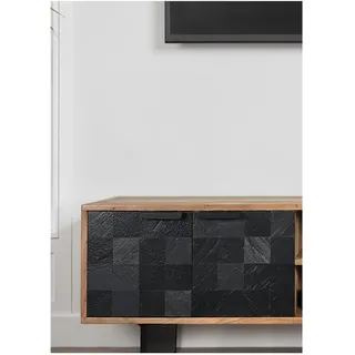 FineBuy TV Board 150 cm Braun/Schwarz Lowboard 150 x 35 x 45 cm Akazie Massivholz