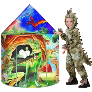 Dinosaurier Kinderzelt Spielzelt Für Jungen Und Mädchen Pop-Up Zelt Für Drinnen & Draußen,Faltbares Spielhaus kinderzimmer Spielzeug Mit Tragbarer Tasche & Aufkleber Für Kleinkinder Kinder