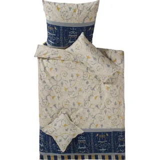 Bassetti Bettbezug-Set, ägyptischer Baumwollsatin, Kobaltblau, Größe 80 x 80 cm / 135 x 200 cm