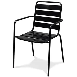KHG Gartenstuhl mit Armlehnen Anthrazit stapelbar, bis 150 kg belastbar (Outdoor Stapelstuhl), aus Stahl mit wetterfester E-Coating-Beschichtung