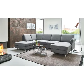 Wohnlandschaft Ecksofa Eckcouch Polsterecke Valeria Stoff steel grau Federkern