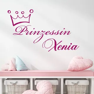 GRAZDesign Wandtattoo Kinderzimmer Mädchen Name Prinzessin | Wandaufkleber Babyzimmer Deko Schmetterlinge, personalisierte Geschenke Baby, 65x40cm, 041 pink