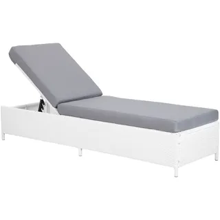 Rattanliege Gartenliege Loungeliege Relaxliege Terrassenliege Weiß Turin II