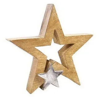 Holz-Stern "Alya" 20/20cm*natur/silber*offen*Weihnachten*Deko*zum stellen shabby