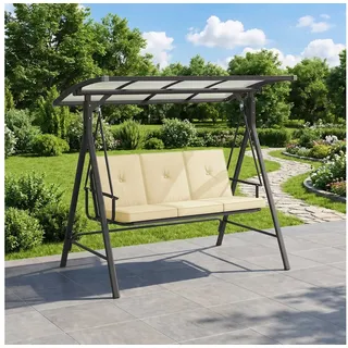 Bealife Hollywoodschaukel Gartenschaukel mit Liegefunktion, 3-Sitzer, outdoor, 3-Sitzer, Wetterfest beige