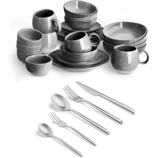 SPRINGLANE Geschirrset Misty Cliff 24-tlg. inkl. Besteck Set 20-tlg.