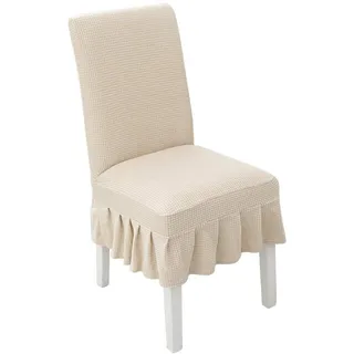 WAITER TREE Stuhlhussen 4 Stück, Elastische Klassische Beschützer Stuhlhussen, Stretch Stuhlhusse, Stuhlbezüge, für Haus Esszimmer Hochzeit Bouquet, Hotel, Restaurant Dekor Beige