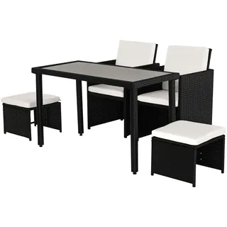 Outsunny Polyrattan Set 11-tlg. schwarz/creme