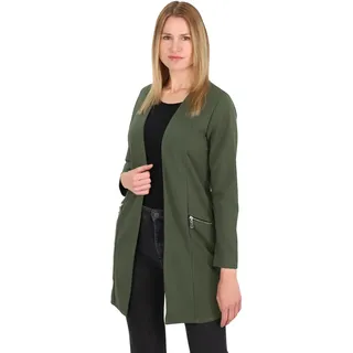 Malito - Damen Langarm Casual Blazer - offener eleganter Stretch-Blazer - weich & figurumspielend - Business Longblazer 6041 - (Oliv XXL) - XXL