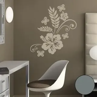 Klebesüchtig A111 Wandtattoo Blumenranke Luna 50cm x 37cm grau - Dekoration - Bad - Wohnzimmer - Aufkleber - Wandsticker