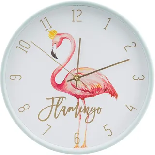 LUUK LIFESTYLE Moderne, minimalistische Quarz Wanduhr mit Flamingo und Sekundenzeiger, ohne Ticken, minimalistisches Design, geräuschloses Uhrwerk, Küchenuhr, Vintage Wohnzimmeruhr, Mint grün