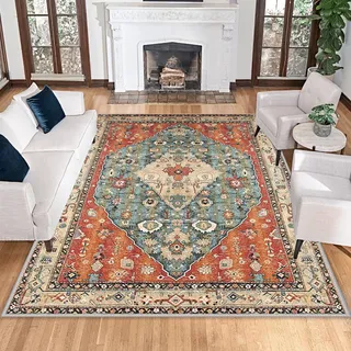 Wohnzimmer Teppich rutschfest Rugs for Living Room Schlafzimmer Carpet Waschbare Esszimmer Büroteppich Großer Teppich Gegend Kurzflor Bettvorleger Teppich für Schlafzimmer Fußmatte 60 x 90 cm
