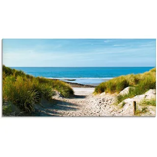 Glasbild »Strand mit Sanddünen und Weg zur See«, Strand, (1 St.), in verschiedenen Größen, 15020535-0 naturfarben B/H: 60 cm x 30 cm
