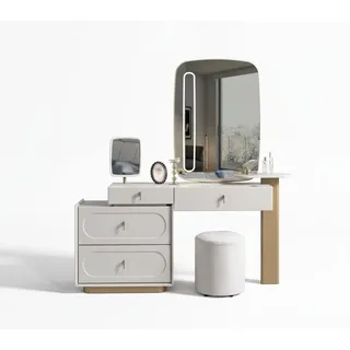 JVmoebel Schminktisch Schminktisch Modern Weiß Elegant Designer-Schminktisch Holz Spiegel weiß