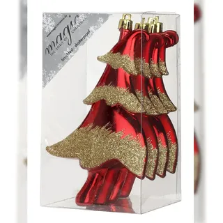 Holly & Jolly 4 Tannenbäume 14cm Kunststoff Christbaumschmuck Weihnachtsbaumschmuck Deko klein