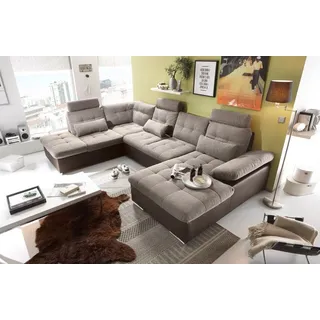 ED EXCITING DESIGN Wohnlandschaft Jakarta, mit Schlaffunktion, Bettkasten, Kopfstützen,Nierenkissen