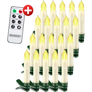 monzana LED Weihnachtsbaumkerzen 20er-Set Warmweiß mit Fernbedienung