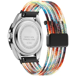 KUWAI Sports Uhrenarmband Kompatibel mit 20MM 22MM Armband, Elastisch Nylon Verstellbares Magnetisch Armbänder Atmungsaktiv Ausgehöhlt Ersatzband für 20MM 22MM Armband für Damen Herren (1,20MM)