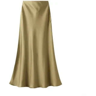 Damen High Waisted Slim Fishtail Rock Für Elegante Anlässe Lässige Länge Satinrock Mit Elastischer Taille (M Gelb)