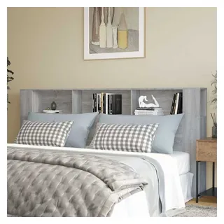 vidaXL Kopfteil mit Ablagen 220 x 18,5 x 104,5 cm Grau Sonoma