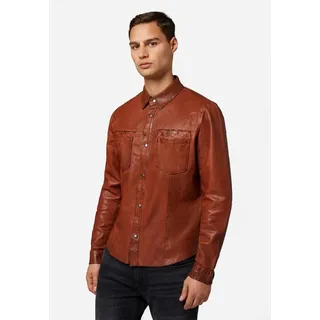 RICANO 2-in-1-Langarmshirt Reverse Shirt Wendbares Lederhemd - beidseitig tragbar braun XL