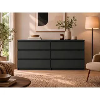 Home affaire Kommode Naia, 6 Schubladen im skandinavischen Design, Breite 158 cm, Viel Stauraum mit griffloser Front, in mehreren Farben schwarz