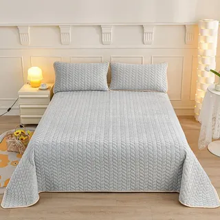 HAIBA Tagesdecke 120 x 200 cm Plüsch Flanell Bettüberwurf Sofa hellgrau