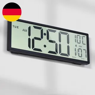 15" Digitale Wanduhr Batteriebetrieben – Große Kabellose LCD Wanduhr Mit Datum,