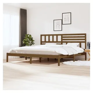 furnicato Bettgestell aus massivem Kiefernholz Honigbraun 205,5x206x100 cm (1-tlg), Bettrahmen mit Holz-Latten, behandelbarer Oberfläche und Kopfteil braun 206 cm x 205.5 cm x 100 cm