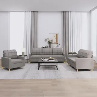 Iiaky Sofa Set 3 2 1 Wohnzimmer Sofagarnitur 3-2-1Couchgarnitur Wohnzimmer Set StoffSofa-Taupe-Mit Kissen