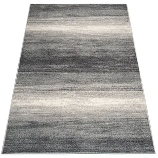 oKu-Tex Teppich Wohnzimmer grau, Wohnzimmerteppich grau meliert, weicher Kurzflorteppich, strapazierfähig, Melange Effekt, anthrazit, Oeko-TEX, 80 x 150 cm